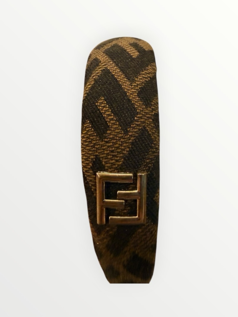 NWOT Source Unknown Brown Monogram Hair Clip with Gold Logo Accent